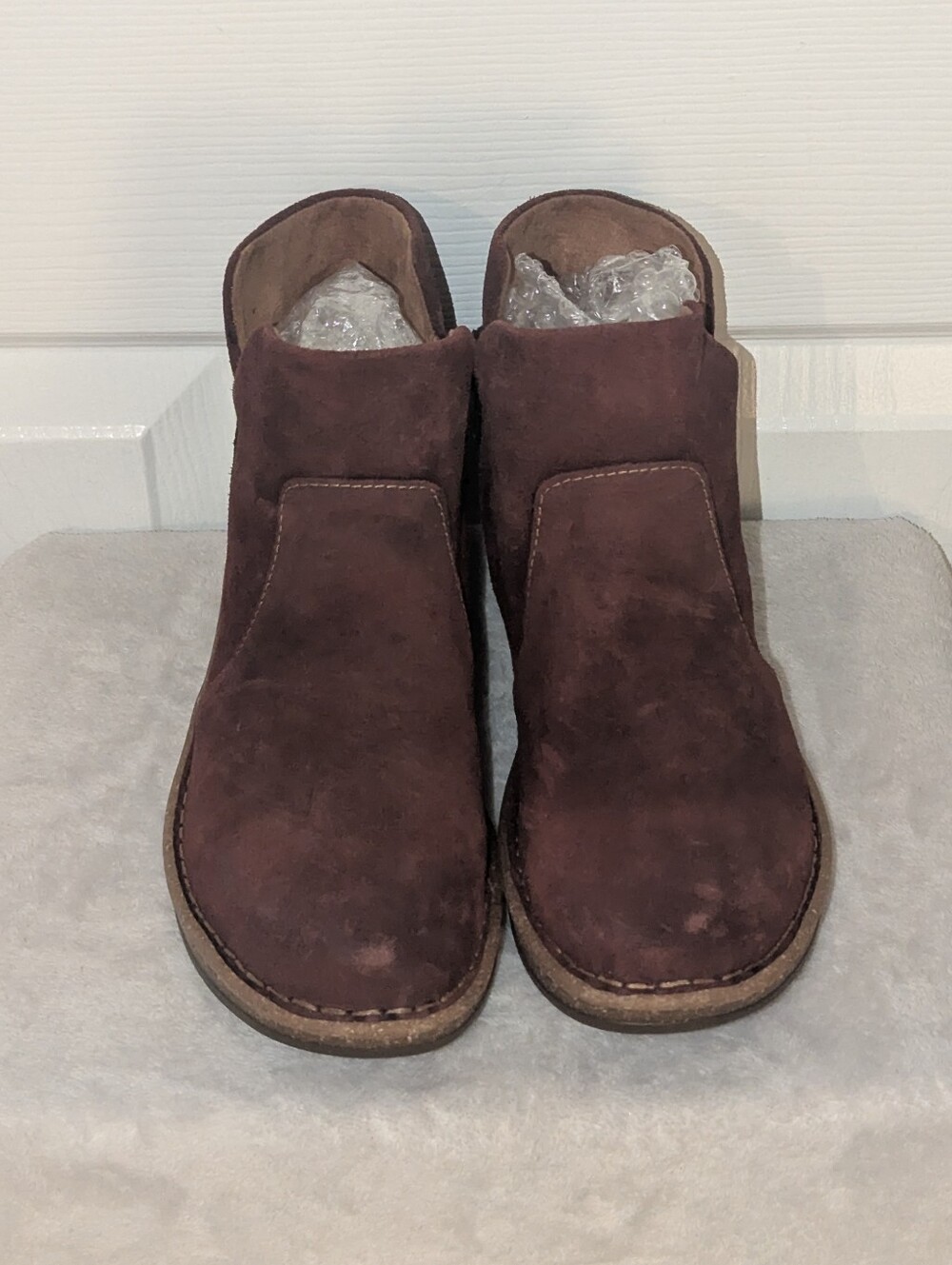 Børn Burgundy Suede Leather Wedge Ankle Boots Women’s 8 EU 39
